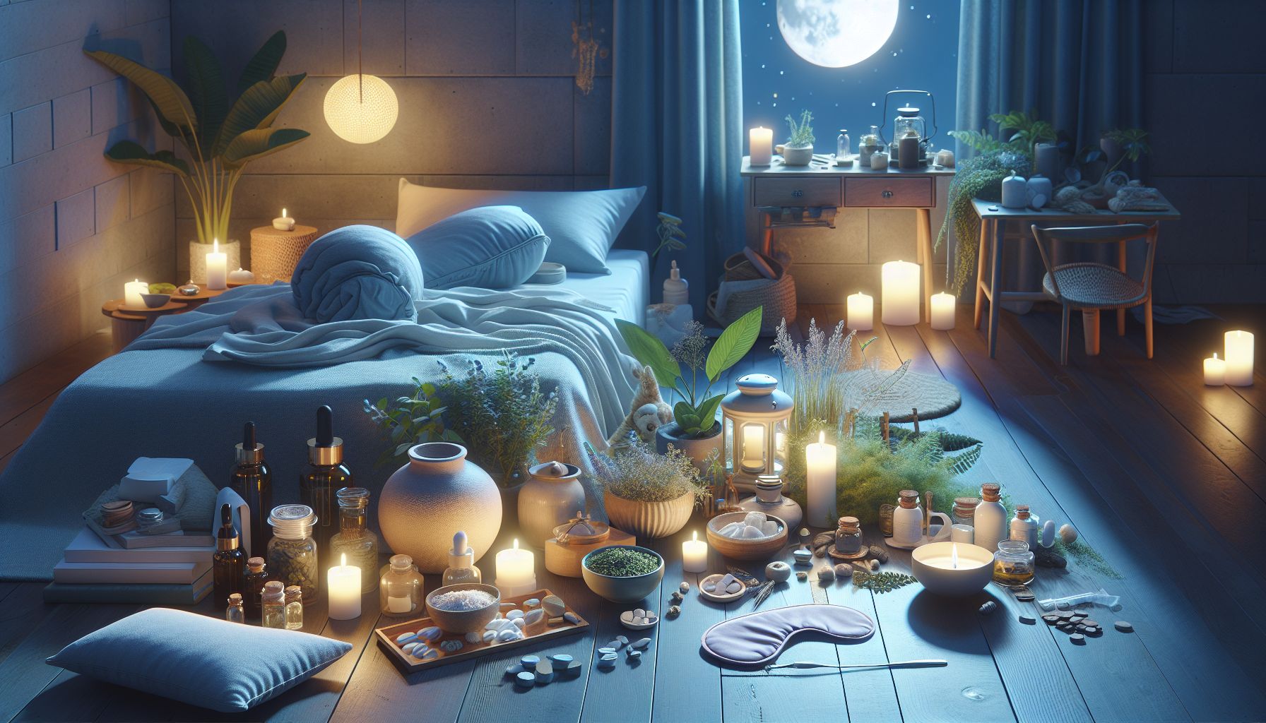 Imagem de ajuda para dormir com almofadas e chá relaxante